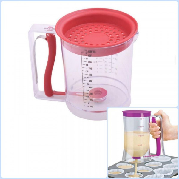 Мерная кружка-дозатор для жидкого теста 1 л. Мерная кружка-дозатор для жидкого теста 1 л.