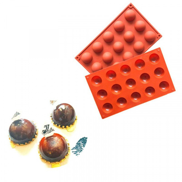 Форма для выпечки силиконовая Полусфера 15 фигур 40*17 мм